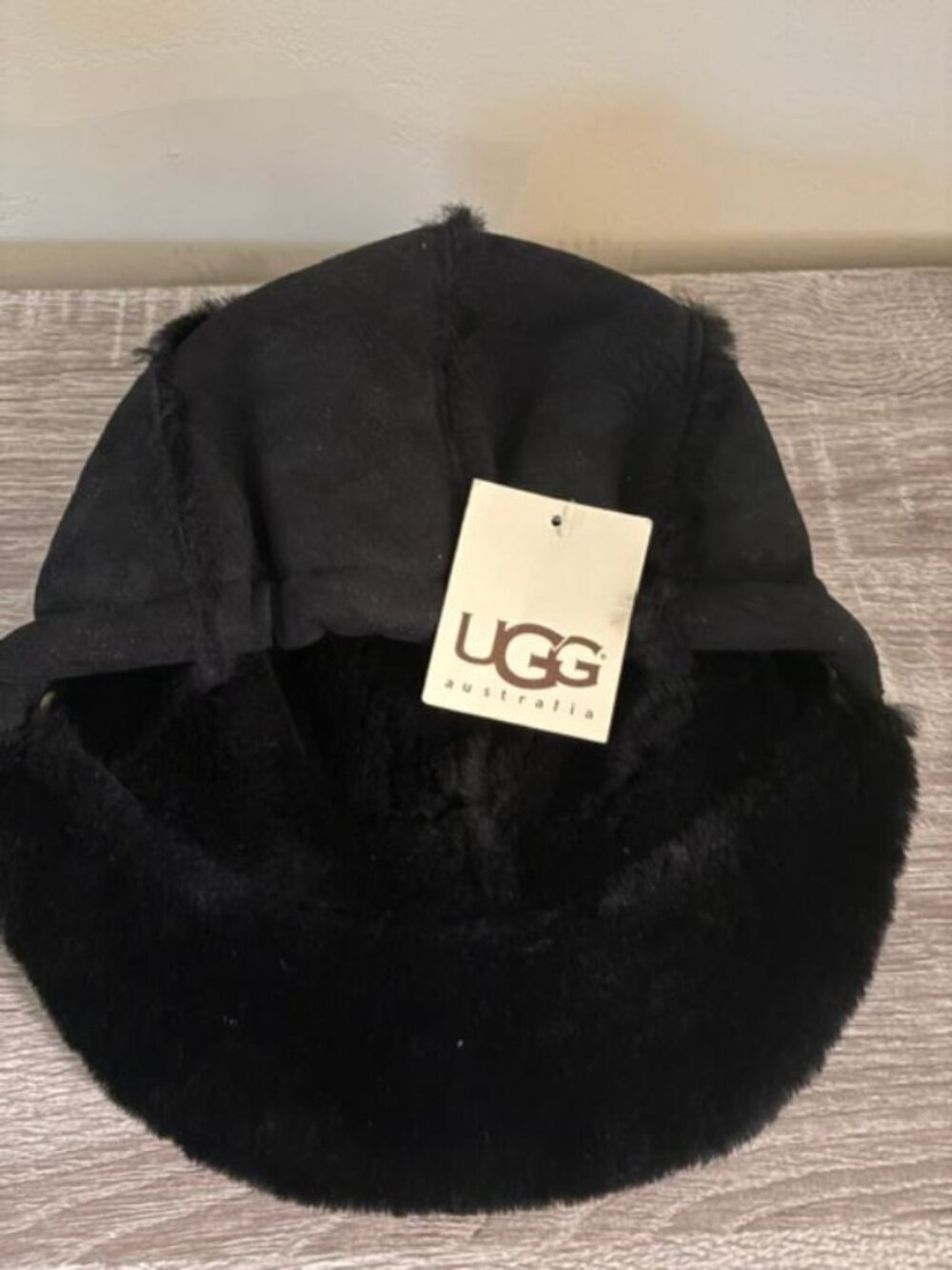UGG Australia Woman's Black Shearling Fleece Lined Brimmed Hat One Size NWT